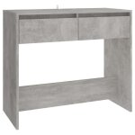 Table console - ing�nierie - 89x41x765 cm - 2 tiroirs - gris b�ton - meuble dentr�e