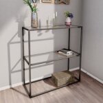 Table console konnevesi verre tremp 85 x 80 x 30 cm noir transparent
