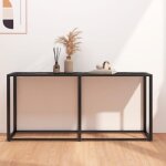 Table console - marque inconnue - marbre noir - verre tremp - 160x35x75, 5 cm - design contemporain