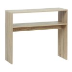 Table console meuble dentr�e coloris effet ch�ne naturel - longueur 90 x profondeur 30 x hauteur 75 cm ...