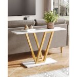 Table console meublelittle tree110 cm table dentr�e avec plateau de table en marbre blanc et cadre en ...