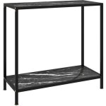 Table console noir - ingshop - 80x35x75 cm - verre tremp - avec texture de marbre