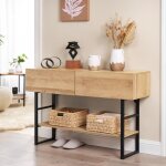 Table console varberg m�tal 75 x 120 x 30 cm noir effet ch�ne