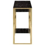 Table console en verre tremp� - wiens - dor� - 110x35x70 cm - acier inoxydable - verre tremp� - finition ...
