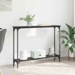Table console - vidaxl - ch�ne noir - profil �troit mural - structure m�tal & panneaux - 100 x 225 x ...