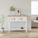 Vidaxl table console gamme corona pin mexicain blanc 90x345x73 cm 282646 Vidaxl table console gamme corona pin mexicain blanc 90x345x73 cm 282646