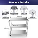 Table de cuisine en acier inoxydable à 3 étages 80x80x40cm - charge maximale:50 kg - Étagère de rangement ... Table de cuisine en acier inoxydable à 3 étages 80x80x40cm - charge maximale:50 kg - Étagère de rangement ...