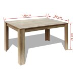 Table cuisine cloud brun table � manger - design �l�gant - 140x80x75 cm - ch�ne tt283