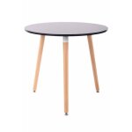 Table de cuisine - clp - ansgar - rond - 3 pieds en bois - noir - 4 places Table de cuisine - clp - ansgar - rond - 3 pieds en bois - noir - 4 places