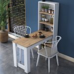 Table de cuisine - emob - locelso - blanc / brun - rectangulaire - 153 cm - 53 cm - 120 cm