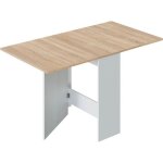 Table de cuisine rabattable fly - mlamin blanc artik et chne - l 31 / 140 x p 77 x h 78 cm