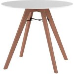 Table de cuisine ronde clp viktor - plateau en mdf - pieds en bois de chêne - blanc - 5 places Table de cuisine ronde clp viktor - plateau en mdf - pieds en bois de chêne - blanc - 5 places