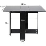 Table de cuisine / salle a manger pliable amovible - dx® - noir - rectangulaire - 6 personnes Table de cuisine / salle a manger pliable amovible - dx® - noir - rectangulaire - 6 personnes