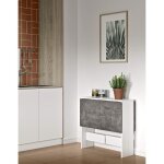 Table de cuisine / table de sjour pliante - blanc / bton - rectangulaire - 4 places - contemporain ...
