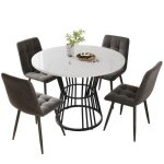 Table de cuisine - structure m�tallique robuste - design moderne - blanc - 100x100x75cm