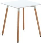 Table de cuisine viborg - clp - carr - blanc - 60 cm - pieds en bois de htre nature