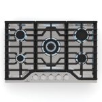 Table de cuisson  gaz - klarstein - turbocast - acier inoxydable - 5 brleurs - brleur wok 34 kw