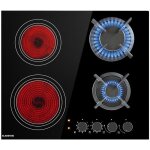 Table de cuisson - klarstein multichef 4 - combi gaz - vitrocramique - 4 zones - allumage lectrique ...