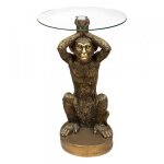 Table dappoint - eazy living - singe - Ø 40 cm - verre trempé - base en polyrésine dorée Table dappoint - eazy living - singe - Ø 40 cm - verre trempé - base en polyrésine dorée