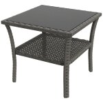 Table dappoint de jardin - outsunny - 2 niveaux - avec plateau en verre tremp� - en acier galvanis� r�sine ...