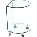 Table dappoint ronde en verre - bout de canap� transparent vitr� sur roulette - ambiance moderne - ice ...