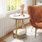 Table dappoint rondelittle tree50�50�60 cmtable de chevet moderne � 2 niveaux avec cadre en m�talor et ...