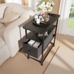 Table dappoint avec station de charge table de chevet avec tiroirs usb et prises bout de canap� pour ...