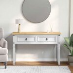 Table dappoint - vidaxl - gu�ridon - pin massif - blanc - 115 x 46 x 73 cm