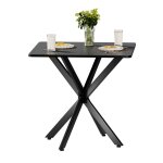 Table dappoint - welltin - carr�e 80x80 cm - style industriel - structure m�tal noir mat