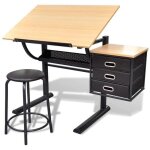 Table  dessin inclinable casnely avec tabouret 3 tiroirs