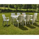 Table dext�rieur arabesch dmora en plastique blanc 90x220x72h cm