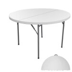 Table dext�rieur pliable blanche en pvc ? diam�tre 122 cm