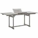 Table � d�ner de jardin en bois dacacia - vidaxl - extensible - 120 - 170x80x75 cm - gris - trou pour ...