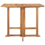Table � d�ner pliable de jardin en bois de teck solide - maison - 90x90x75 cm - brun - rectangulaire ...