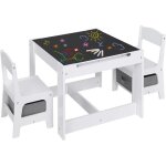 Table pour enfants et 2 chaises avec tiroir table dactivit avec tableau noir et un rouleau de papier ...