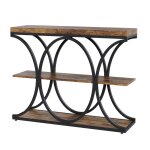 Table d?entr�e industrielle table console 3 �tag�res avec cadre m�tallique demi - cercle rangement en ...