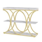 Table d?entr�e industrielle table console 3 �tag�res avec cadre m�tallique demi - cercle rangement en ...