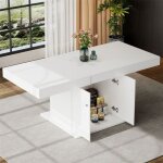 Table extensible 140 / 180x80x76cm 8 places blanc design moderne salle � manger blanc table a manger ...