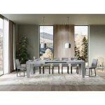 Table extensible 6  10 personnes gris cendr kristo l 160  264 cm
