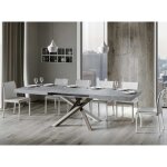 Table extensible 6  12 personnes gris cendr et pieds entrelacs 4 couleurs l 160  264 cm artemis