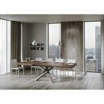 Table extensible 8  12 personnes bois fonc et pieds entrelacs 4 couleurs l 180  284 cm artemis