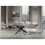 Table extensible 8 à 14 personnes bois foncé et pieds entrelacés anthracite l 180 à 284 cm artemis Table extensible 8 à 14 personnes bois foncé et pieds entrelacés anthracite l 180 à 284 cm artemis