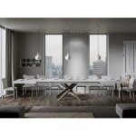 Table extensible 8  20 personnes blanche et pieds entrelacs 4 couleurs l 180  440 cm artemis