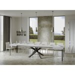 Table extensible 8 � 20 personnes blanche et pieds entrelac�s anthracite l 180 � 440 cm artemis