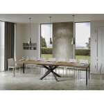 Table extensible 8 � 20 personnes bois fonc� et pieds entrelac�s anthracite l 180 � 440 cm artemis