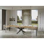 Table extensible 8 � 20 personnes ch�ne naturel et pieds entrelac�s anthracite l 180 � 440 cm artemis ...