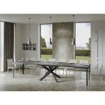 Table extensible 8 � 20 personnes gris b�ton et pieds entrelac�s anthracite l 180 � 440 cm artemis