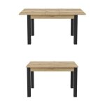 Table extensible 8 personnes pour salle  manger collection darwin. plateau chne clair. pieds noirs