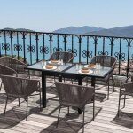 Table extensible de jardin - akozon - 9106 - aluminium - plateau verre tremp� transparent - extensible ...