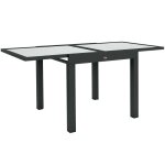 Table extensible de jardin grande taille dim. d�pli�es 160 x 80 x 75 cm aluminium plateau verre tremp� ...